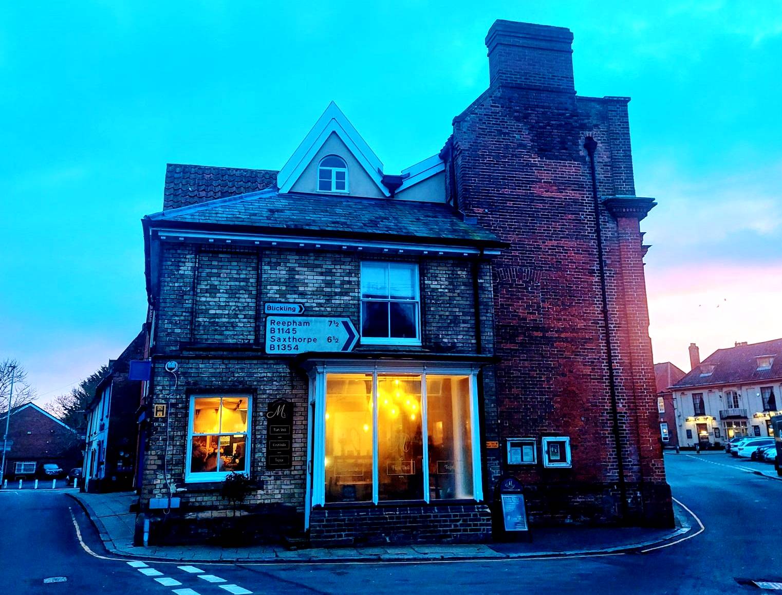 M's of Aylsham glowing at dusk